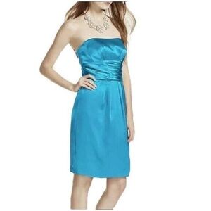 David’s bridal Malibu Blue Elegant Strapless Sz.10